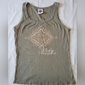 Harley-Davidson Dark Green Embellished Tank Top